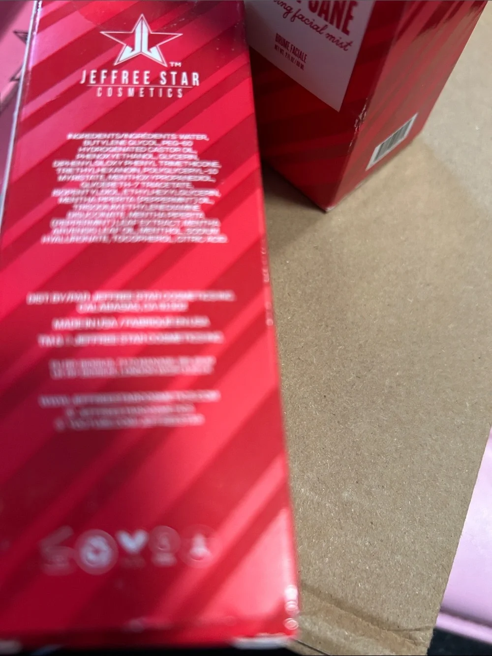 Jeffree Star Candy Cane Refreshing Facial Mist - Bright Red Box. ONE LEFT